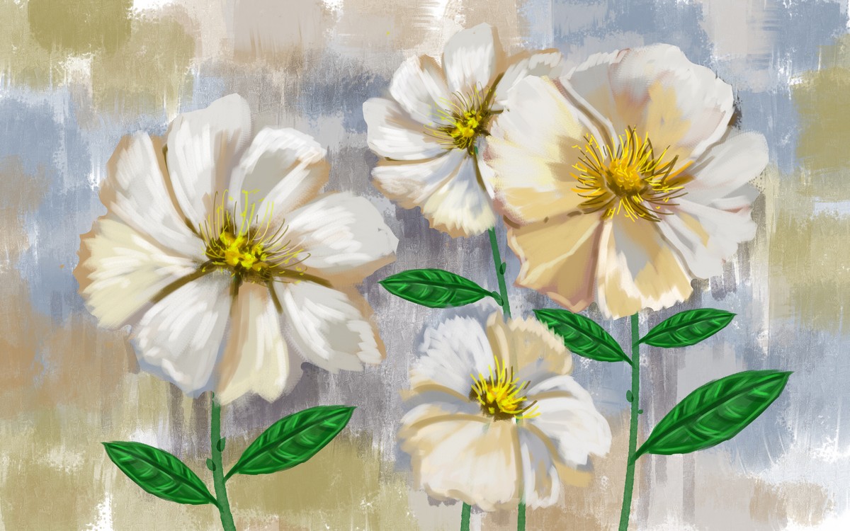 Фреска Букет в пастельных тонах